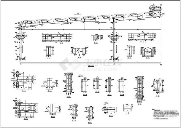某钢结构厂房建筑完整结构设计方案CAD图纸-图二