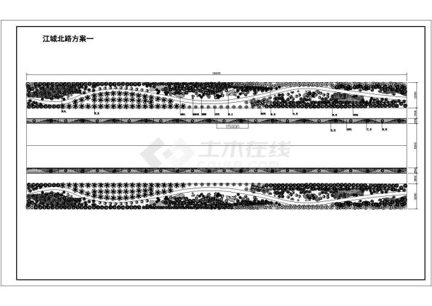 某道路绿化带景观建筑设计CAD图纸-图二