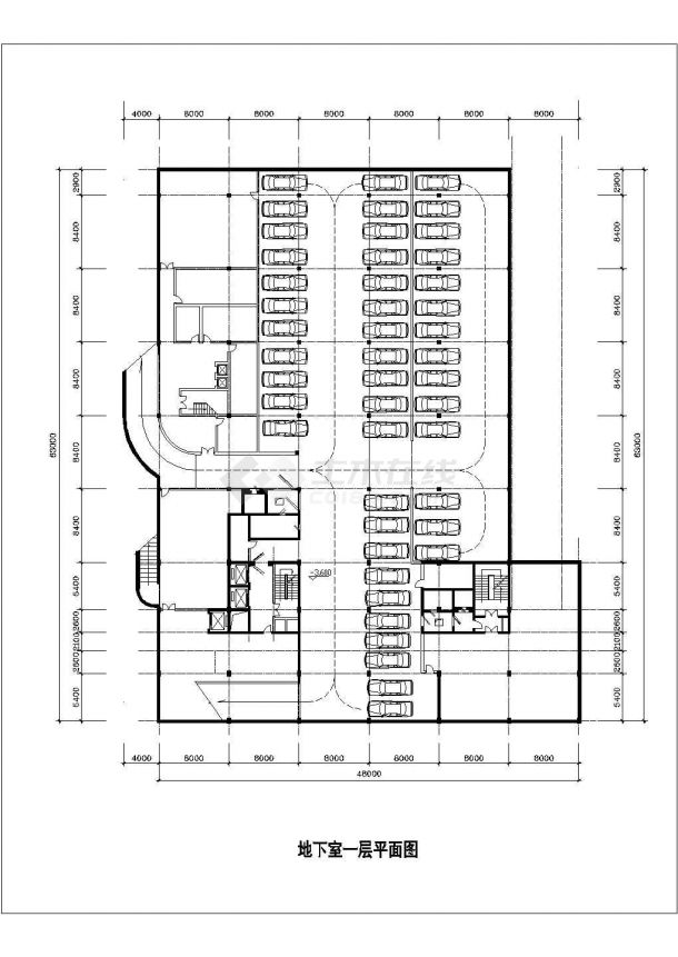济南市某21层框架结构大酒店平面设计CAD图纸（含技术层和地下2层）-图一