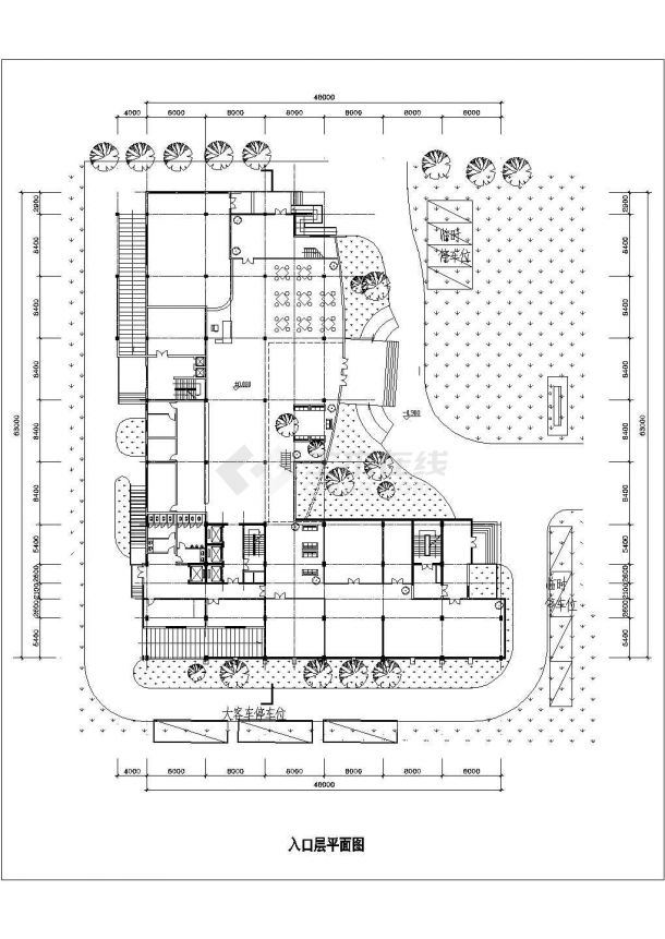 济南市某21层框架结构大酒店平面设计CAD图纸（含技术层和地下2层）-图二
