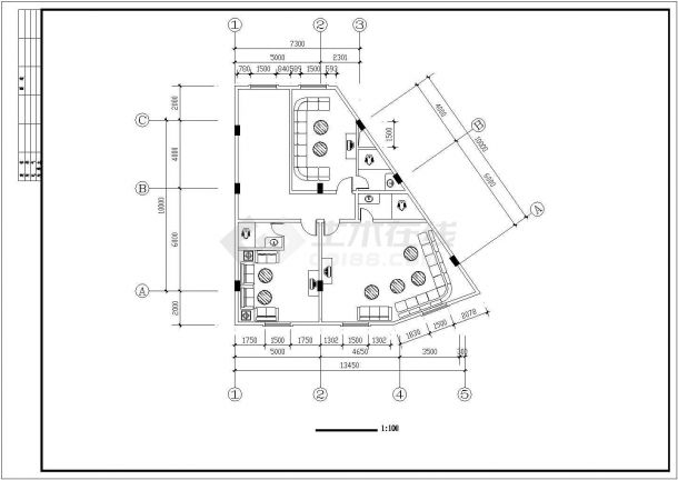 南京市夫子庙地区某8层框架结构知名连锁酒店全套平面设计CAD图纸-图一