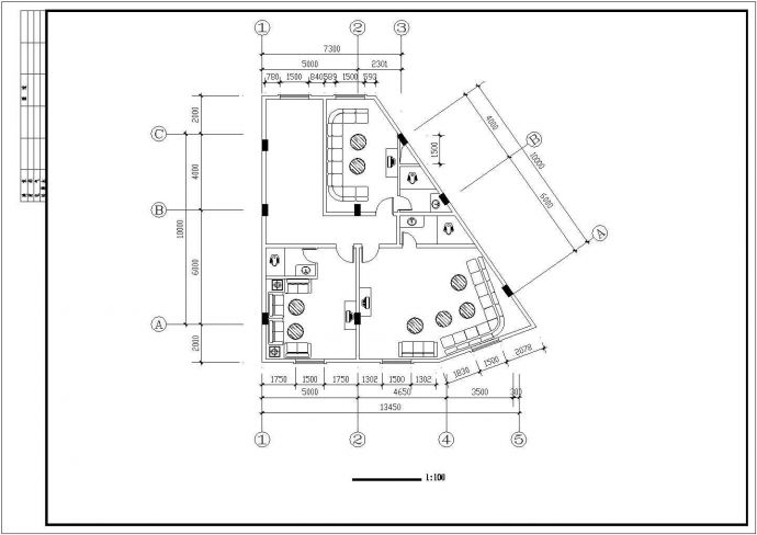 南京市夫子庙地区某8层框架结构知名连锁酒店全套平面设计CAD图纸_图1