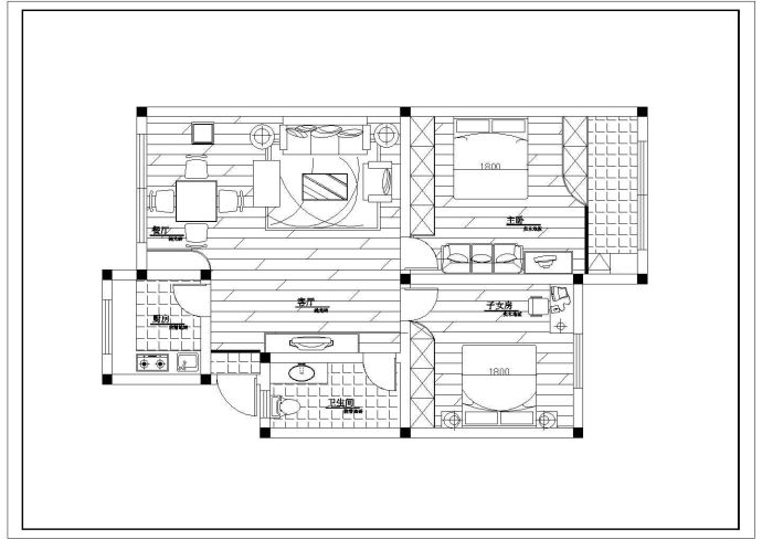 扬中市某室内家装设计方案cad施工图例_图1