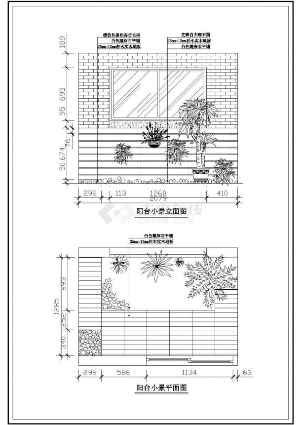 吉林省大安市某室内景观绿化设计小品集cad素材图-图二