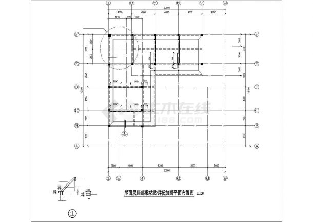 广州某地上三层框架结构办公楼改造加固结构施工CAD图-图一