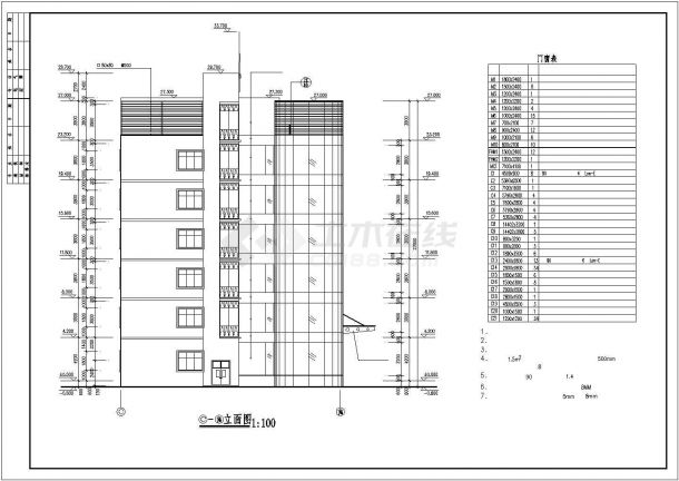 某4340㎡地上六层框架结构办公楼建筑施工CAD图纸-图一
