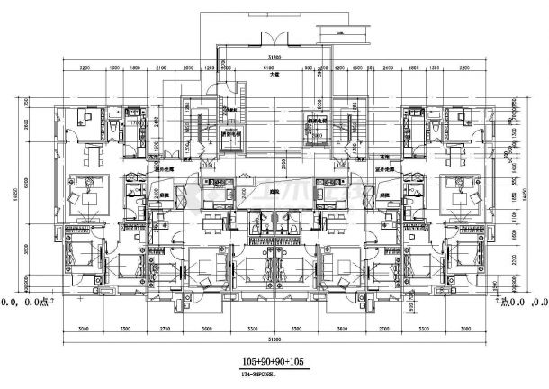 某城市标准化商业建筑户型设计施工CAD图纸-图二
