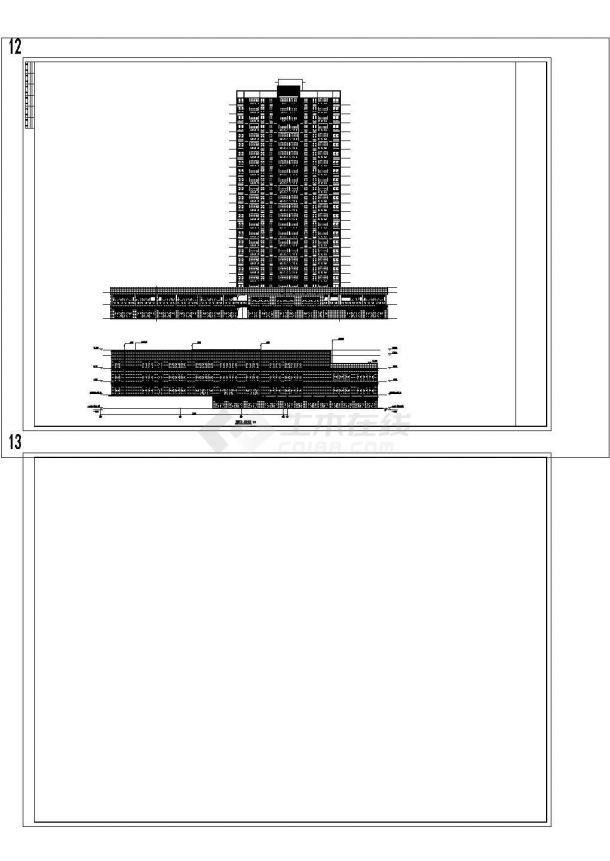 某市区高层大户型公寓建筑全套设计施工CAD图纸-图二
