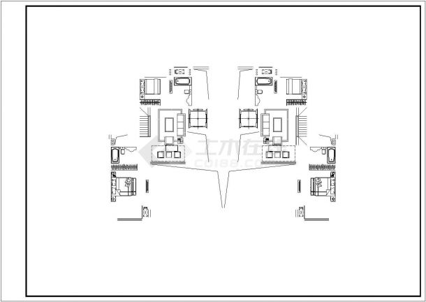 某城中复式公寓建筑户型设计施工CAD图纸-图二