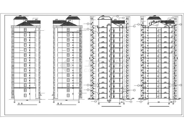 杭州锦丽华苑小区14层框架结构住宅楼建筑结构设计CAD图纸（含闷顶层）-图一