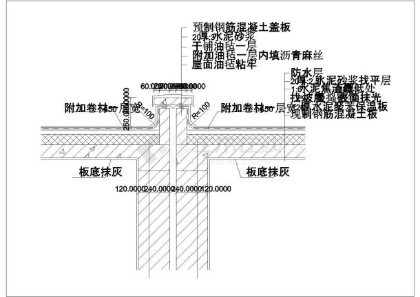 某变形缝出屋面CAD构造设计大样-图一