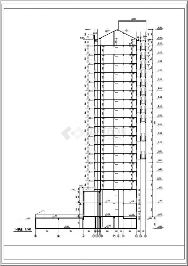 嘉兴市某小区1.3万平米18层框架结构住宅楼建筑设计CAD图纸（含阁楼）-图一