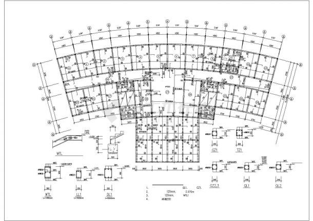 某砖混结构办公楼施工CAD图，共9张图纸-图二