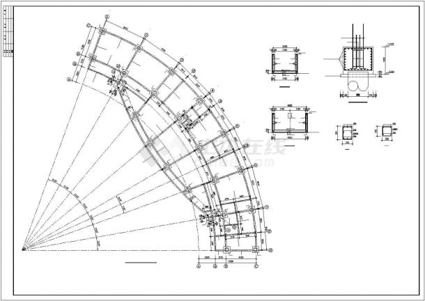 某框架结构弧形办公楼设计cad全套结构施工图（含设计说明）-图一