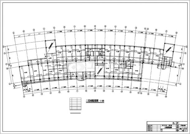 某公司五层框架结构弧形办公楼设计cad全套结构施工图纸（含设计说明）-图一