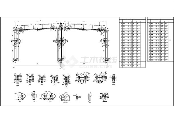 全套设计精准的门式轻钢结构车间结构CAD施工图-图二