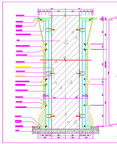 干挂石材方柱变圆柱cad节点平面设计图_图1