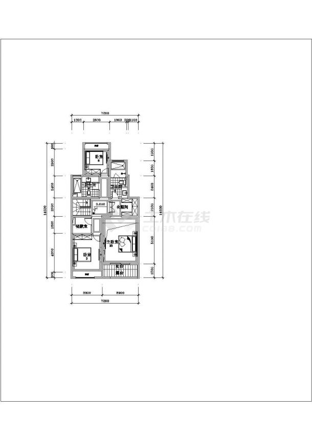 某城中别墅住宅建筑叠拼户型设计施工CAD图纸-图二