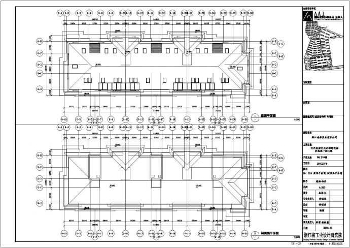 某城中别墅住宅建筑三拼户型设计施工CAD图纸_图1
