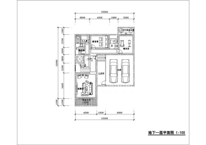 某城中双拼四房住宅建筑三开间户型设计施工CAD图纸_图1