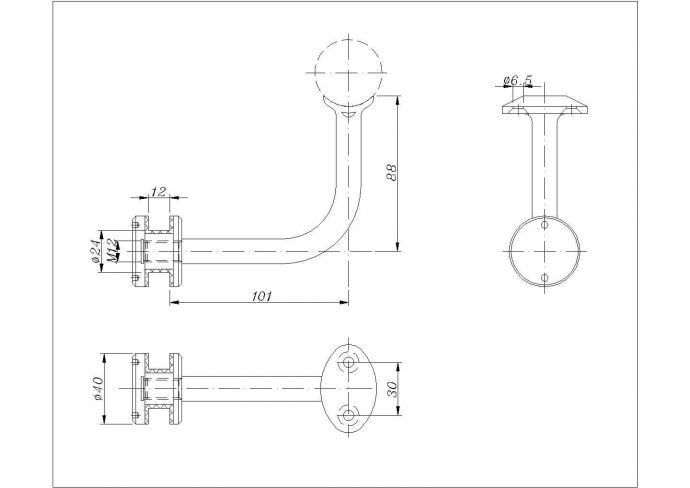 某点式幕墙扶手系列CAD完整平面节点详图_图1