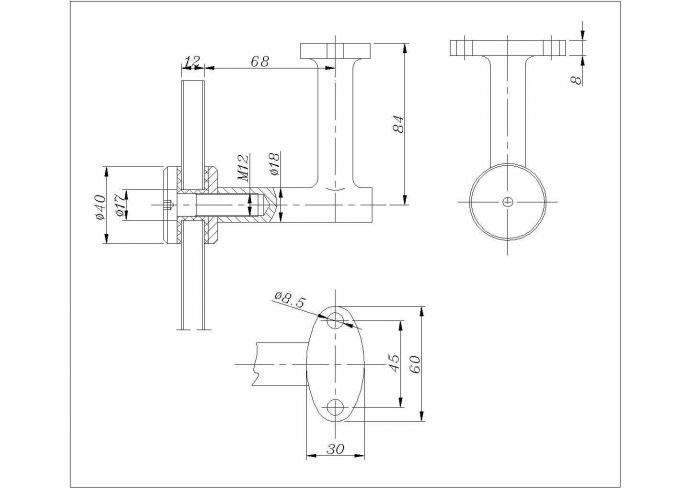 某点式幕墙扶手系列节点CAD构造详图_图1