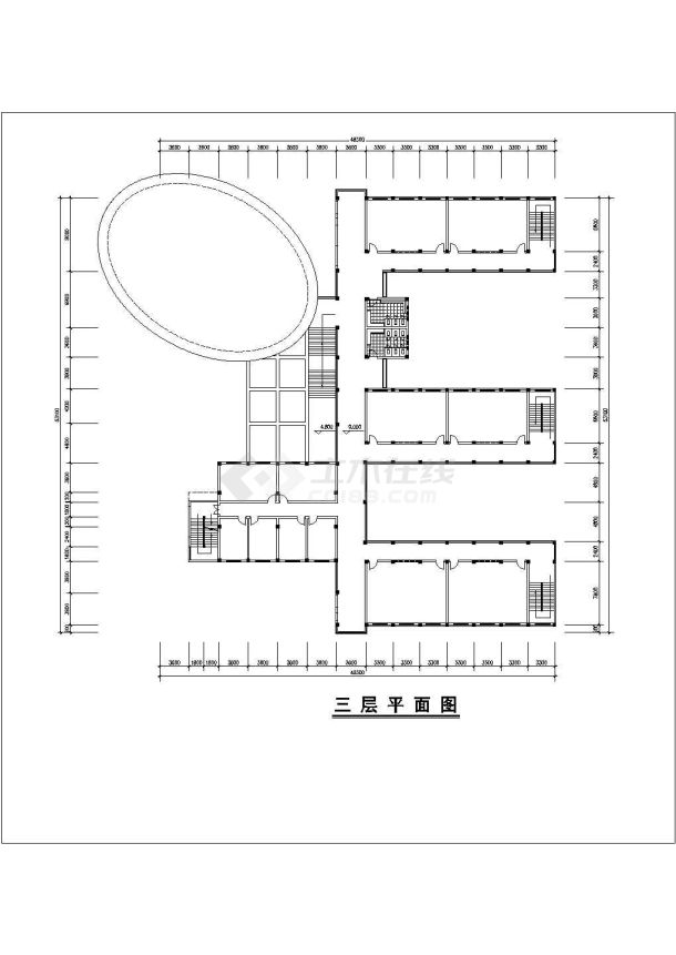 甜心小学一层教学楼建筑设计方案cad图纸共5张