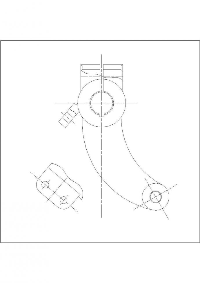 某拨叉CAD构造平立面设计图_图1