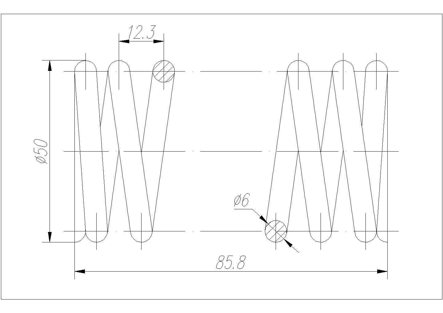 某弹簧CAD构造设计图纸