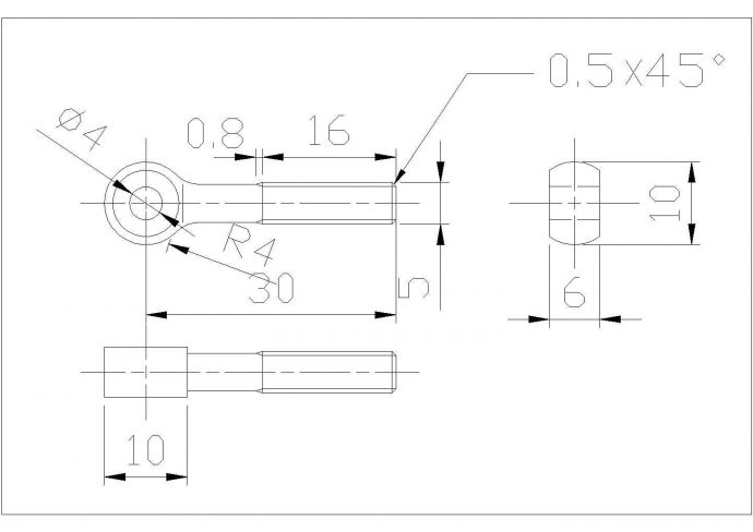 某螺栓活节螺栓CAD完整大样设计图_图1