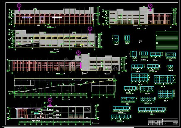 梅赛德斯奔驰2层钢结构4S店修车库建筑设计施工图-图一