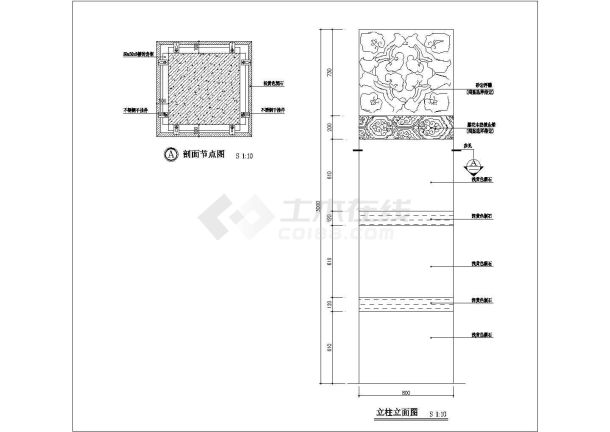 某石材方柱节点图CAD构造完整设计-图一