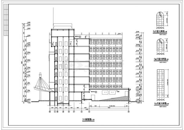 陕西某学校五层教学楼全套建筑设计cad图纸，含说明-图二