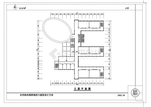 郑阳某小学二层教学楼建筑设计方案cad图纸，共5张-图一