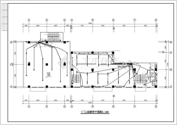 库房兼办公楼电气CAD平剖面图-图二