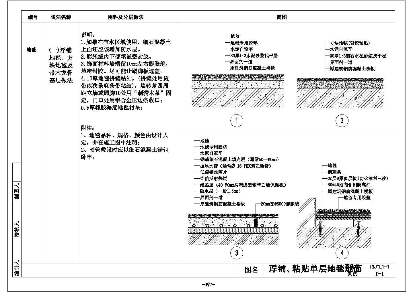 某地毯CAD大样构造施工详细图纸