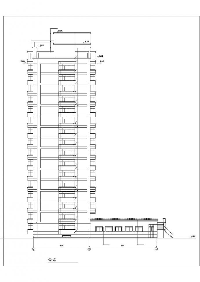 贵阳市德馨花园小区2.3万平米17层框架结构商住楼建筑设计CAD图纸_图1