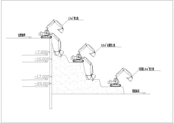 某土方分层开挖坡道收土示意图CAD完整_图1