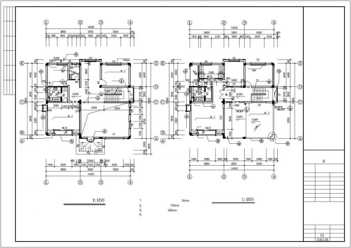 丽江市瑞郦小区440平三层砖混结构住宅楼建筑设计CAD图纸（含地下室）_图1