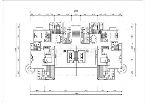 安康市颐安花园小区6层砖混结构住宅楼全套平面设计CAD图纸-图二