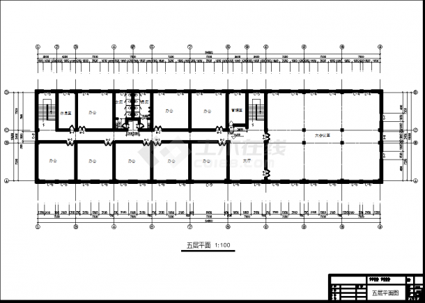 5443平米5层框架办公楼设计建筑结构施工图（含计算书）-图二