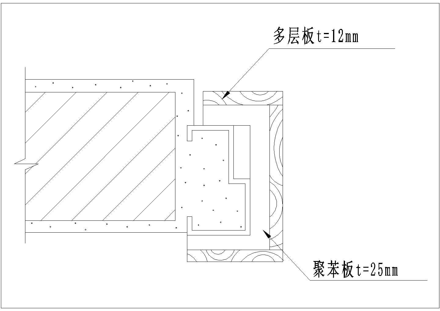 某塑钢门框成品保护CAD平面设计示意图