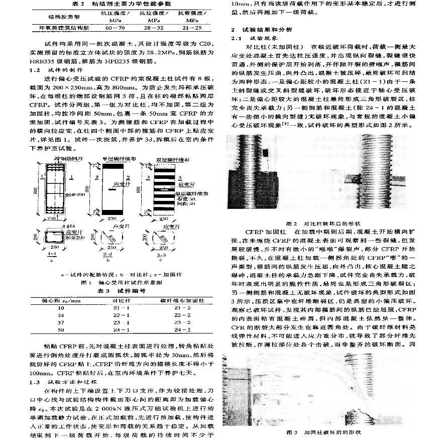 碳纤维布(CFRP)加固钢筋混凝土偏心受压柱的试验研究-图二