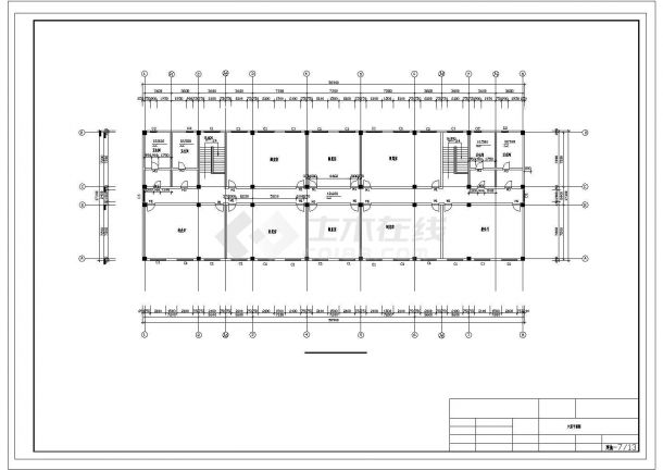 某六层一字型框架结构教学楼建筑图结构施工图-图二