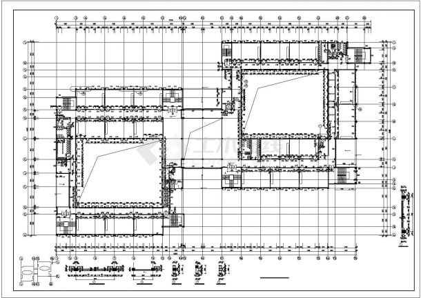 某五层大学教学楼建筑施工cad图(带效果图，共五张)-图二