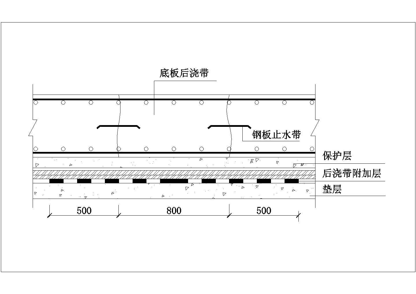 某底板后浇带防水CAD大样完整节点图