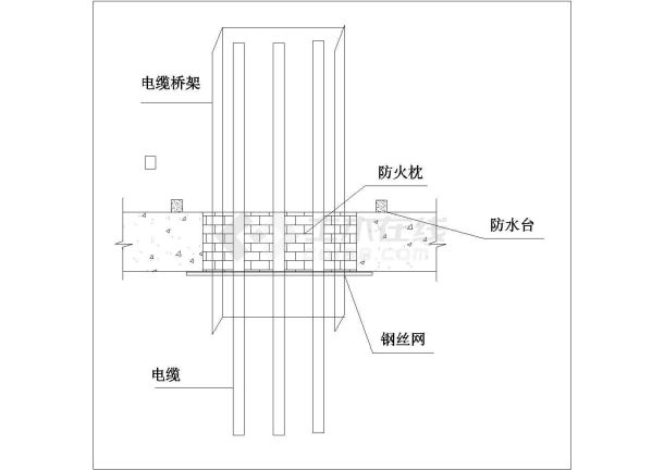 某电缆桥架穿楼板防火安装CAD节点构造设计-图一