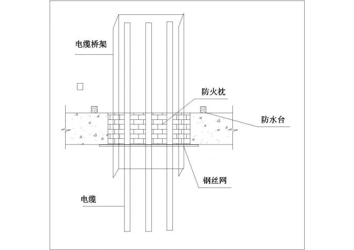 某电缆桥架穿楼板防火安装CAD节点构造设计_图1