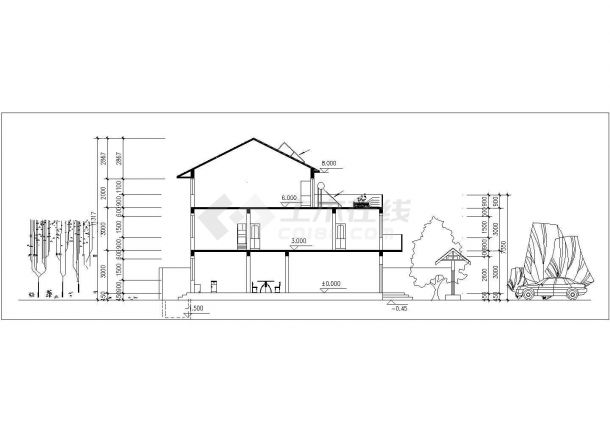 厦门某村镇320平米双层混合结构单体乡村别墅建筑设计CAD图纸（含阁楼）-图一