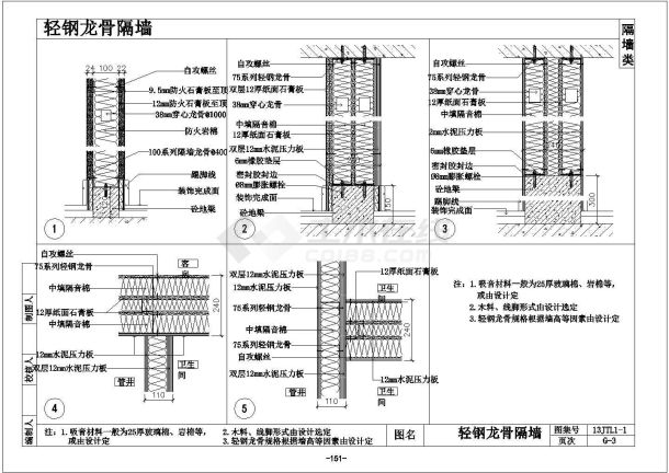 轻质隔墙节点详图图片